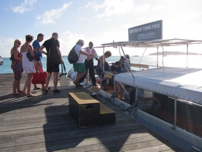 Steps into water taxi