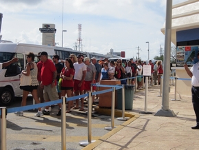 Long taxi lines at piers